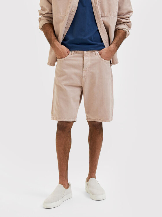 

Широкие джинсовые шорты Selected Homme, розовый
