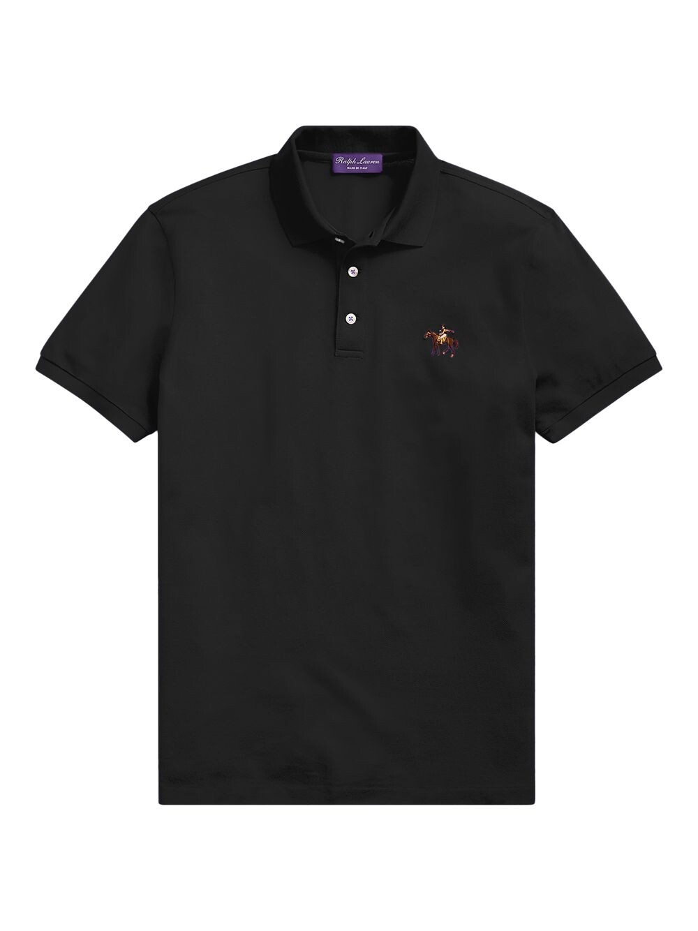 

Поло из хлопкового пике со стоячей лошадью Ralph Lauren Purple Label, черный