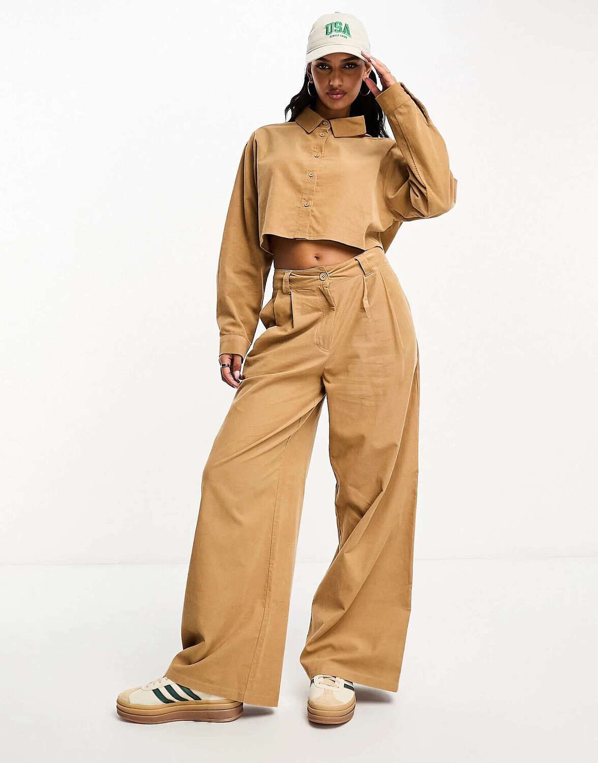 

Вельветовые брюки светло-коричневого цвета ASOS Dad, Коричневый