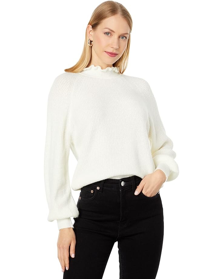 

Свитер Lilla P Oversized Ruffle Neck Raglan Sweater, цвет Talc