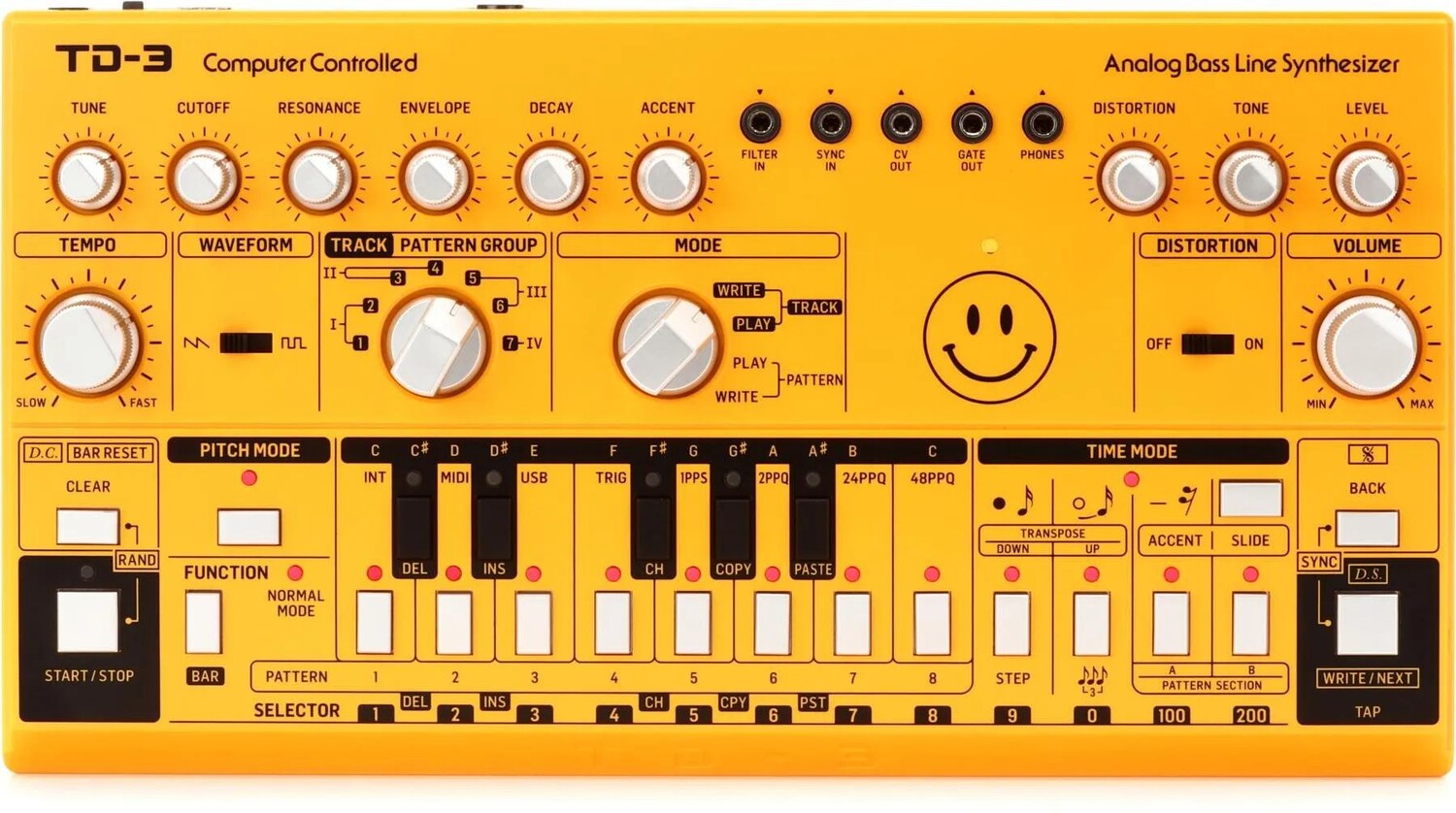 

Аналоговый синтезатор басовой линии Behringer TD-3-Yellow — желтый
