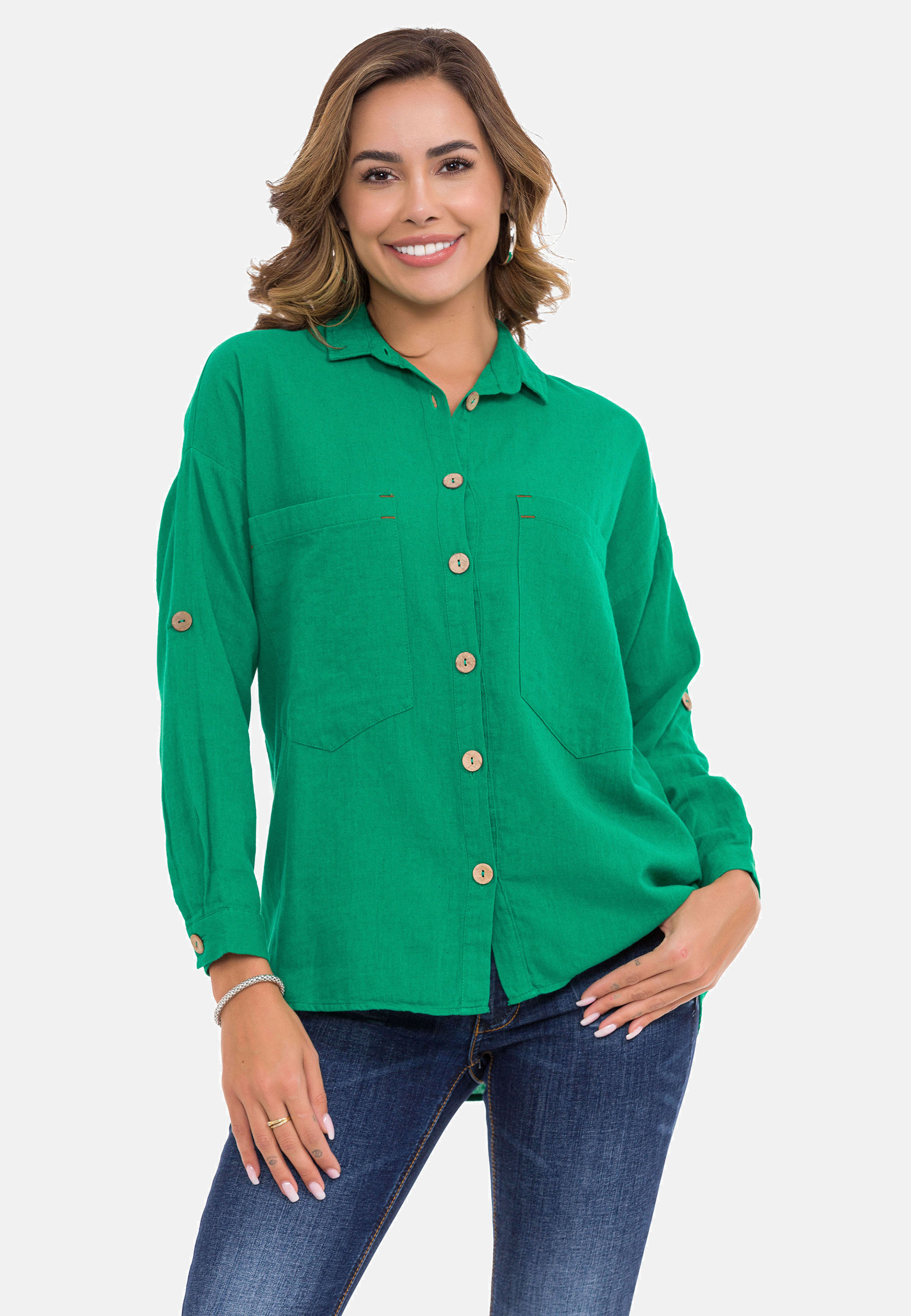 Блуза Cipo & Baxx Freizeit, зеленый блуза october freizeit оранжевый