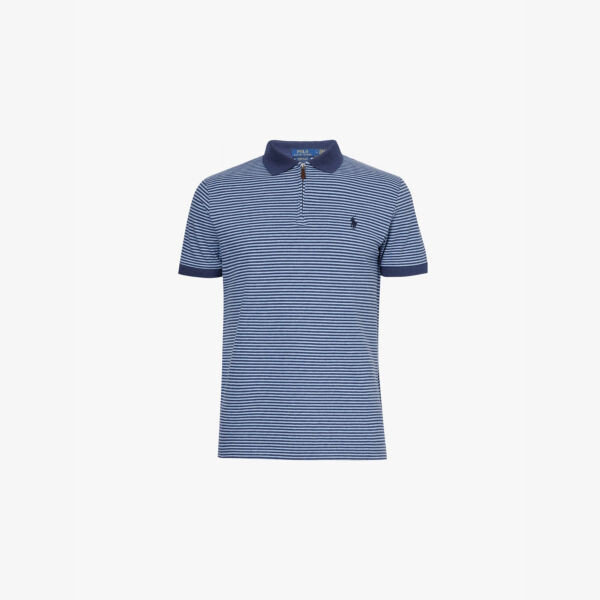 

Рубашка-Поло из эластичного хлопка с вышитым логотипом и полосатым принтом Polo Ralph Lauren, синий