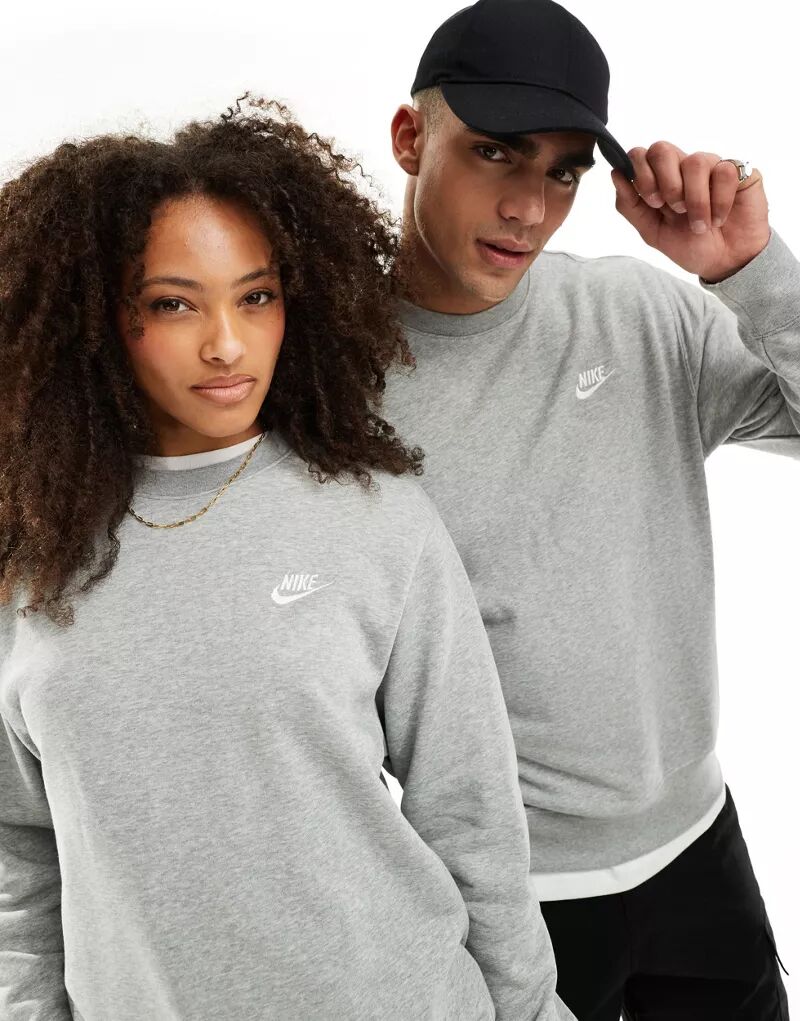 Серый флисовый свободный свитшот Nike Unisex Trend свитшот nike силуэт свободный средней длины размер l серый