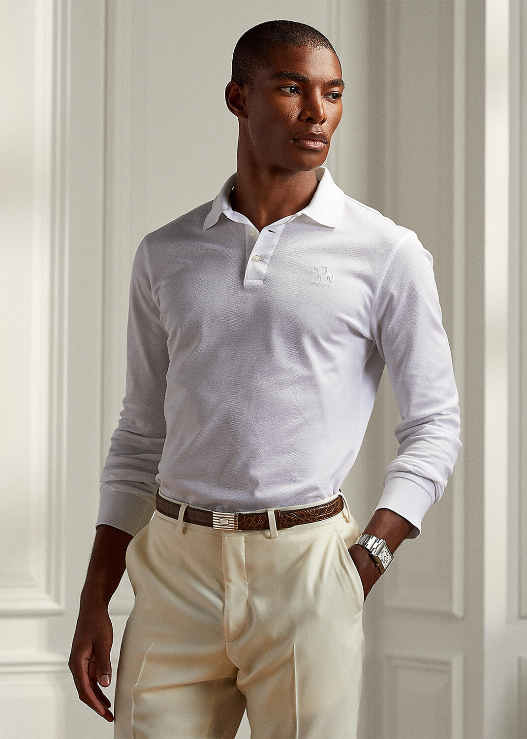 

Рубашка поло узкого кроя из пике на заказ Ralph Lauren