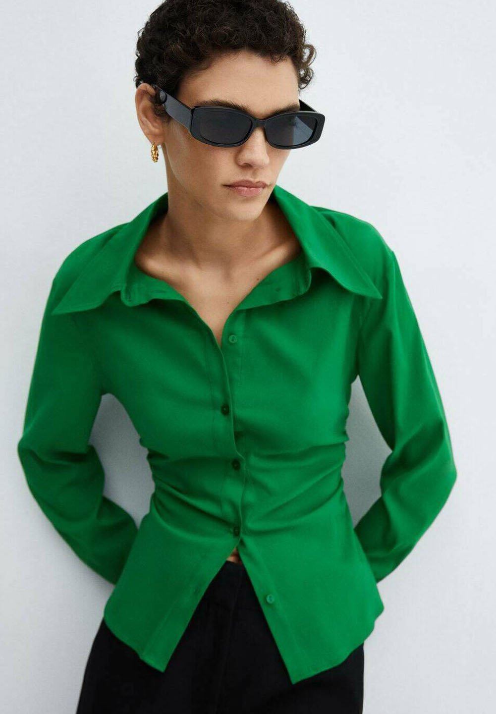 Блузка-рубашка FRUNCI Mango, цвет green