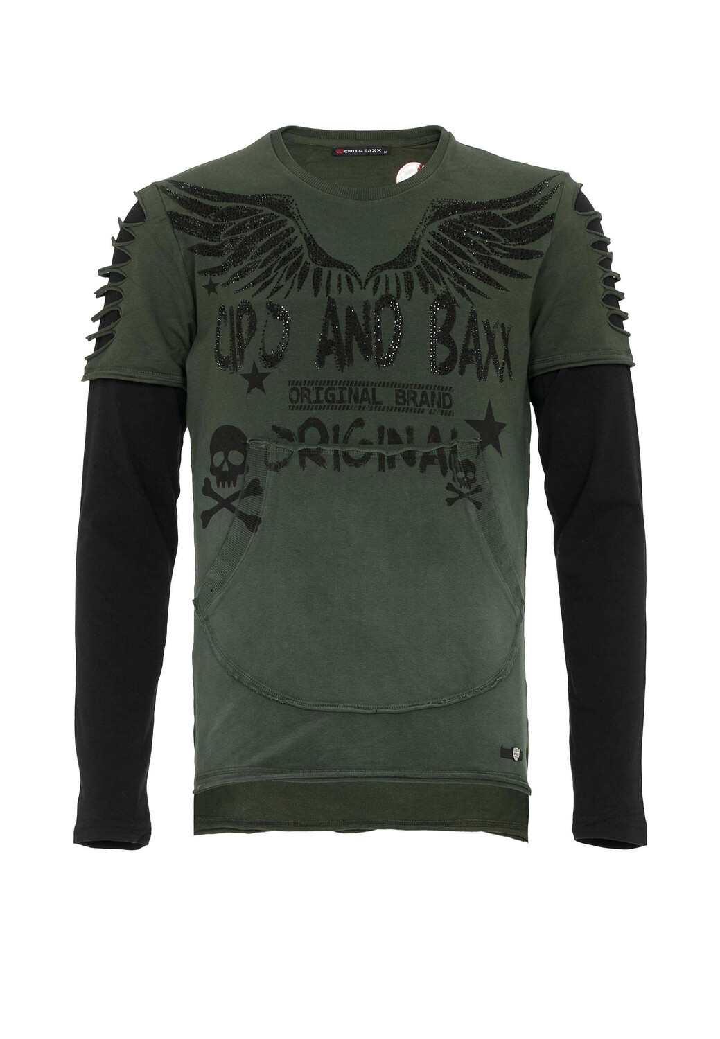 

Лонгслив Cipo & Baxx Langarmshirt, хаки