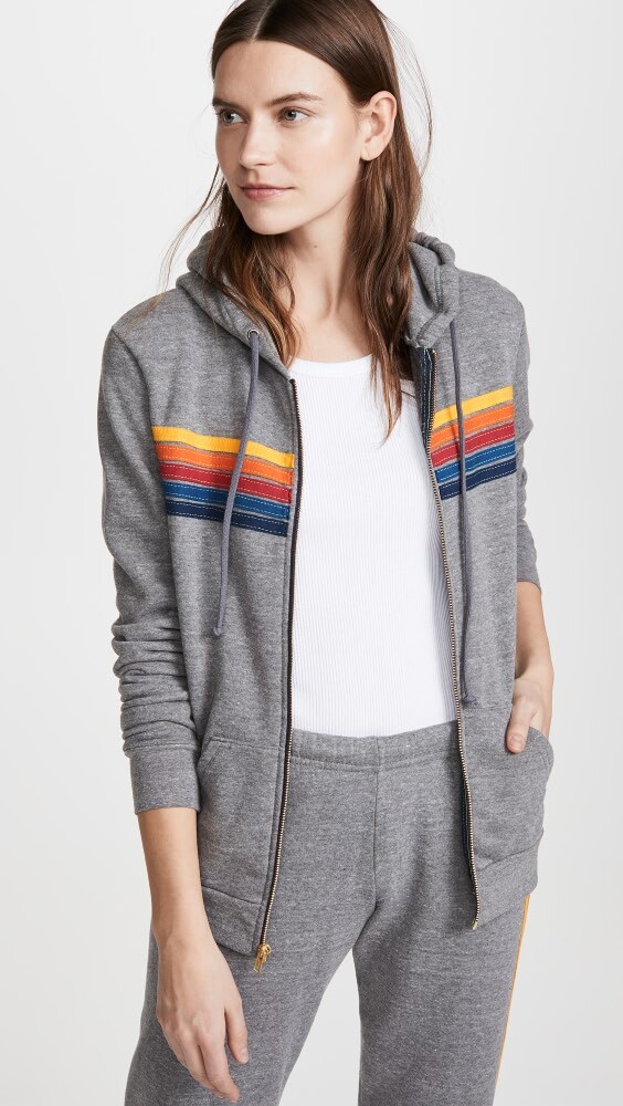 

Худи Aviator Nation 5 Stripe Zip, серый