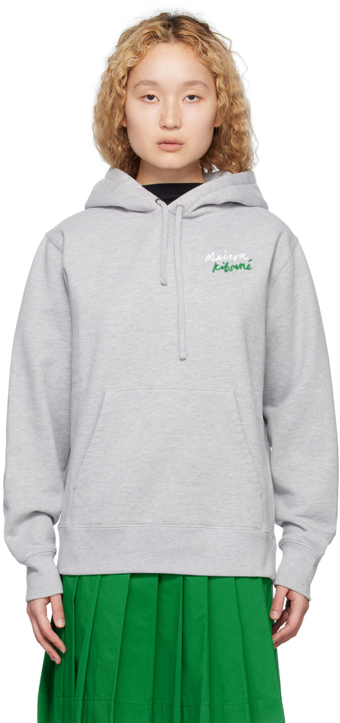 

Серый худи с почерком Maison Kitsune