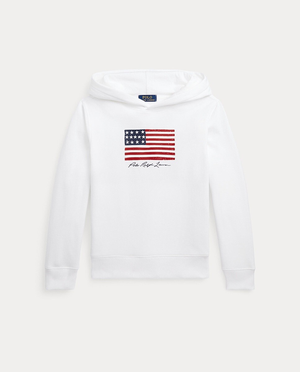 

Пустой детский свитшот с флагом США Polo Ralph Lauren, белый