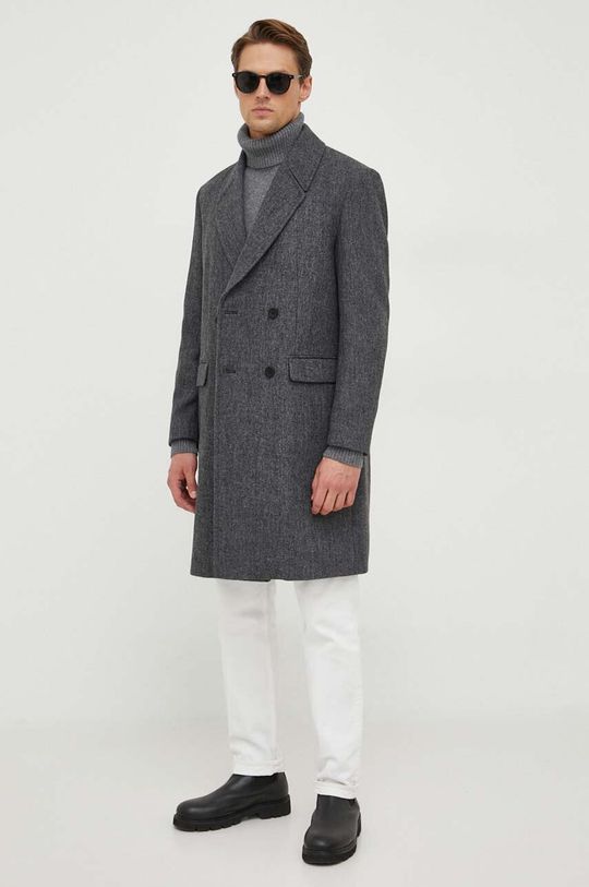 Полушерстяное пальто Sisley, серый пальто полушерстяное 284 каляев размер 42 серый