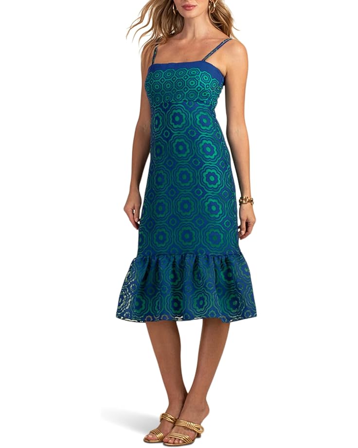 Платье Trina Turk Aziza, цвет Majorelle Blue/Zelliege Green
