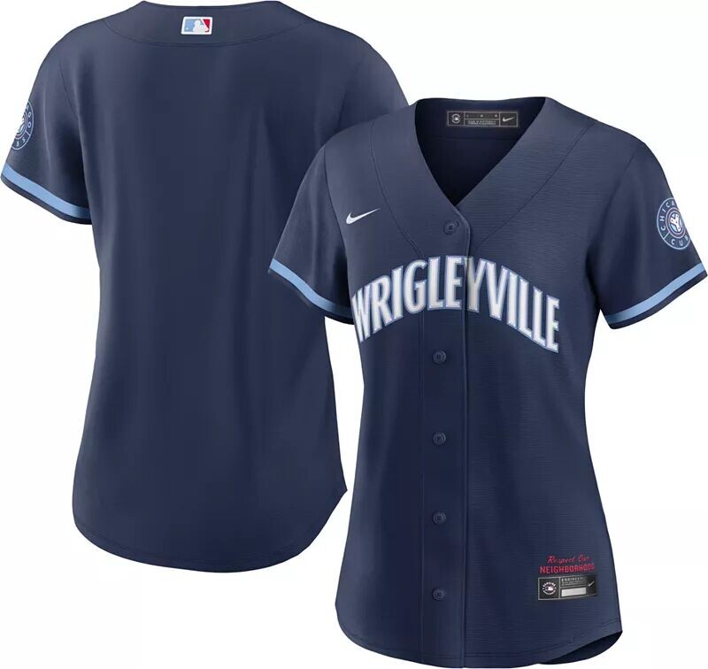 

Женская футболка Nike Chicago Cubs Navy 2021 City Connect Cool Base