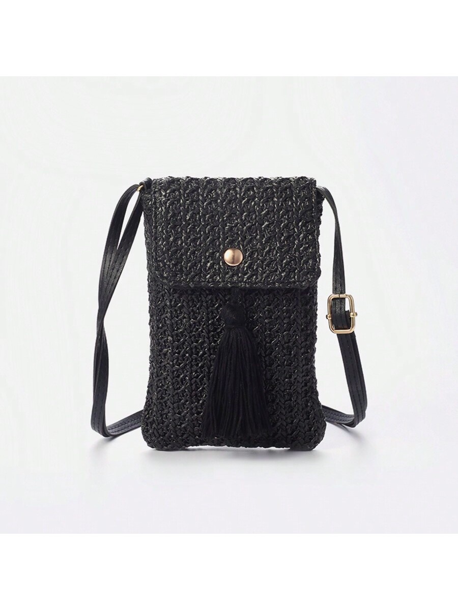 Новое летнее поступление, черный новая модная тканая соломенная сумка ведро с цепным ремнем и застежкой на шнурке для пляжа черный