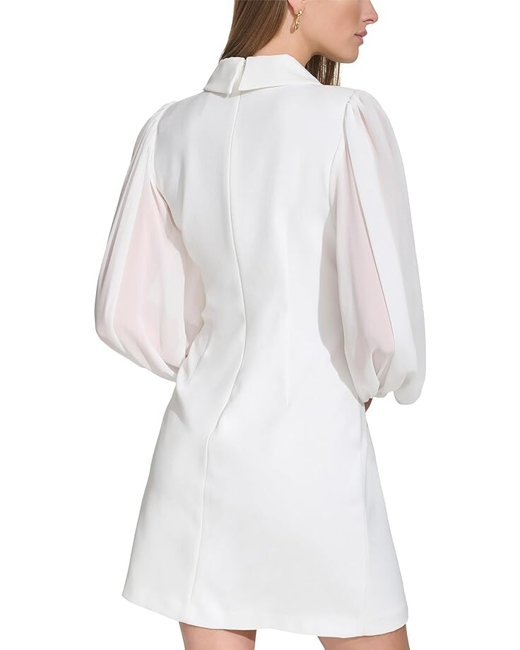 

Платье Vince Camuto Signature Stretch Crepe Tuxedo Dress With Chiffon Sleeves, слоновая кость, Бежевый