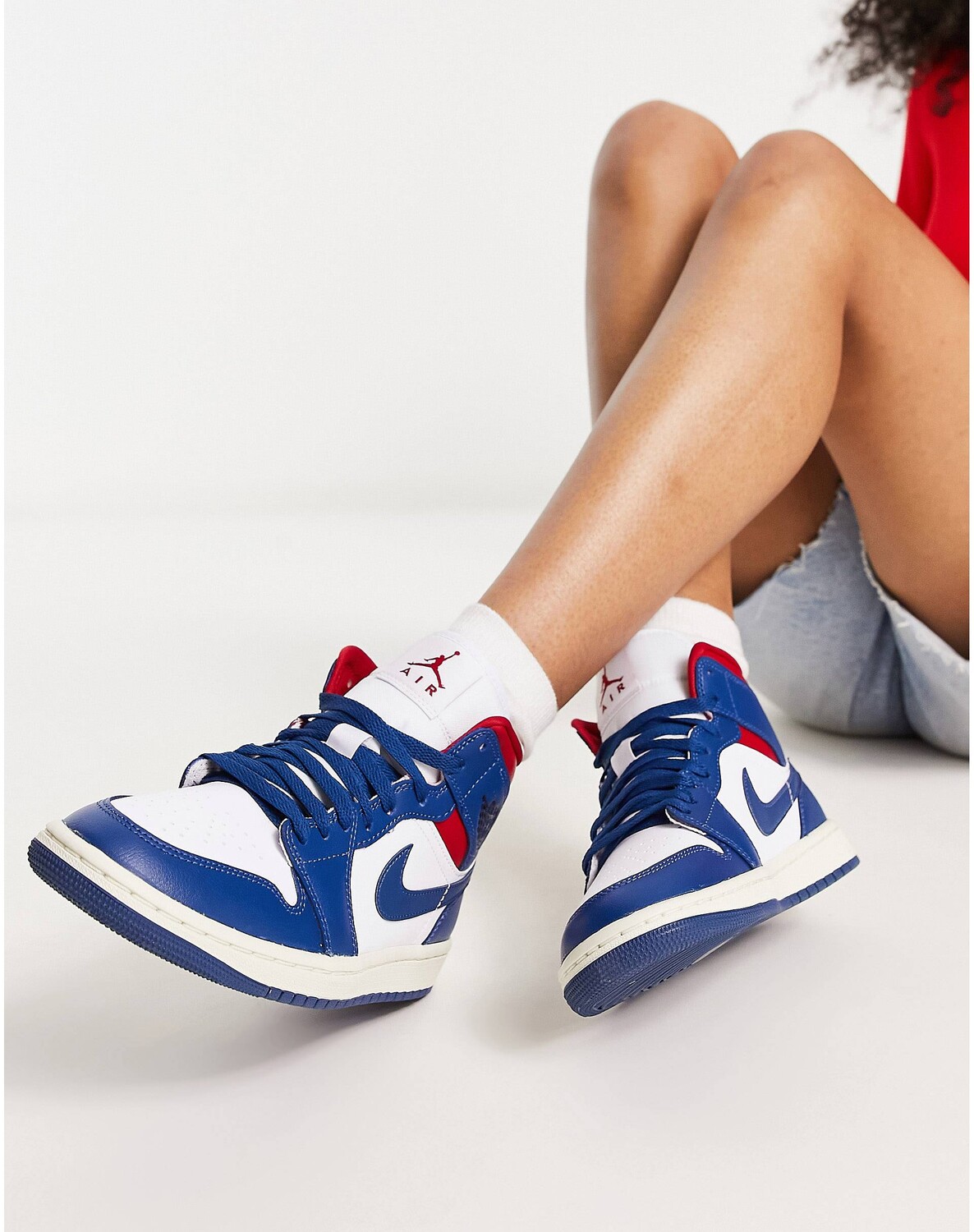 

Синие кроссовки Jordan AJ1 Mid, Синий