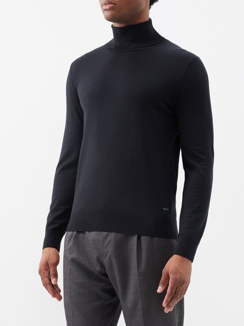 

Шерстяной свитер с высоким воротником Brioni, черный