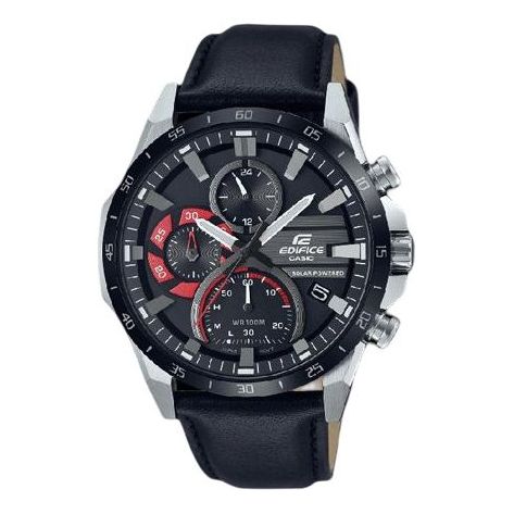 Часы Casio Edifice Movement Leather Strap Analog Watch 'Black Silver', черный