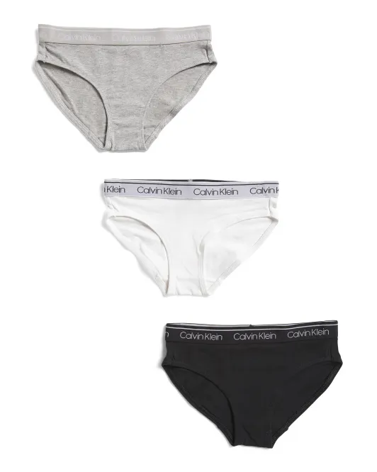 

Хлопковые трусы-бикини из 3 предметов для девочек Calvin Klein, цвет Multi