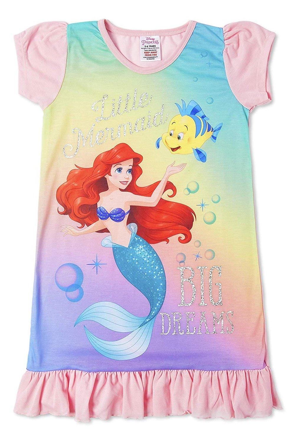 Ночная рубашка Ariel с коротким рукавом Disney, мультиколор fdfklak m xxl размера плюс летняя материл х б женская ночная 2021 свободное платье без рукавов ночные рубашки для девочек повседневные тонкие одн