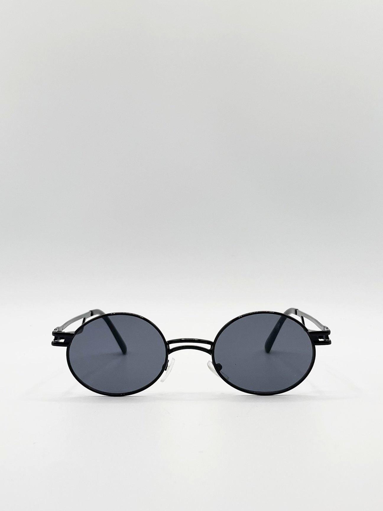 цена Черные круглые солнцезащитные очки в стиле ретро SVNX, черный
