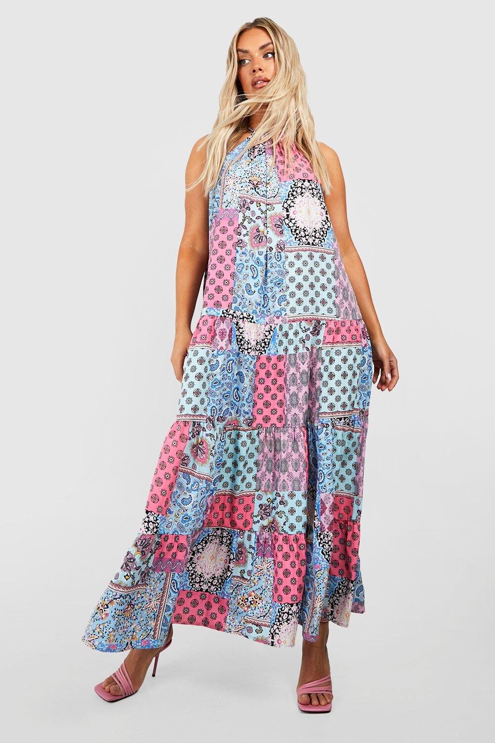 

Платье макси с пейсли Boohoo, синий