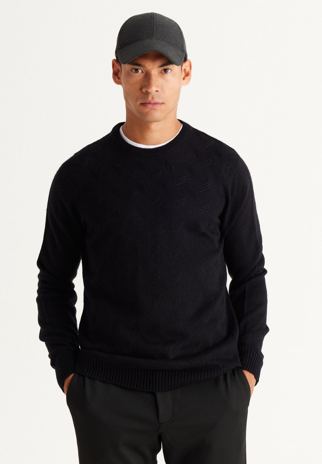 

Джемпер вязаный STANDARD FIT O COLLAR AC&CO / ALTINYILDIZ CLASSICS, цвет black