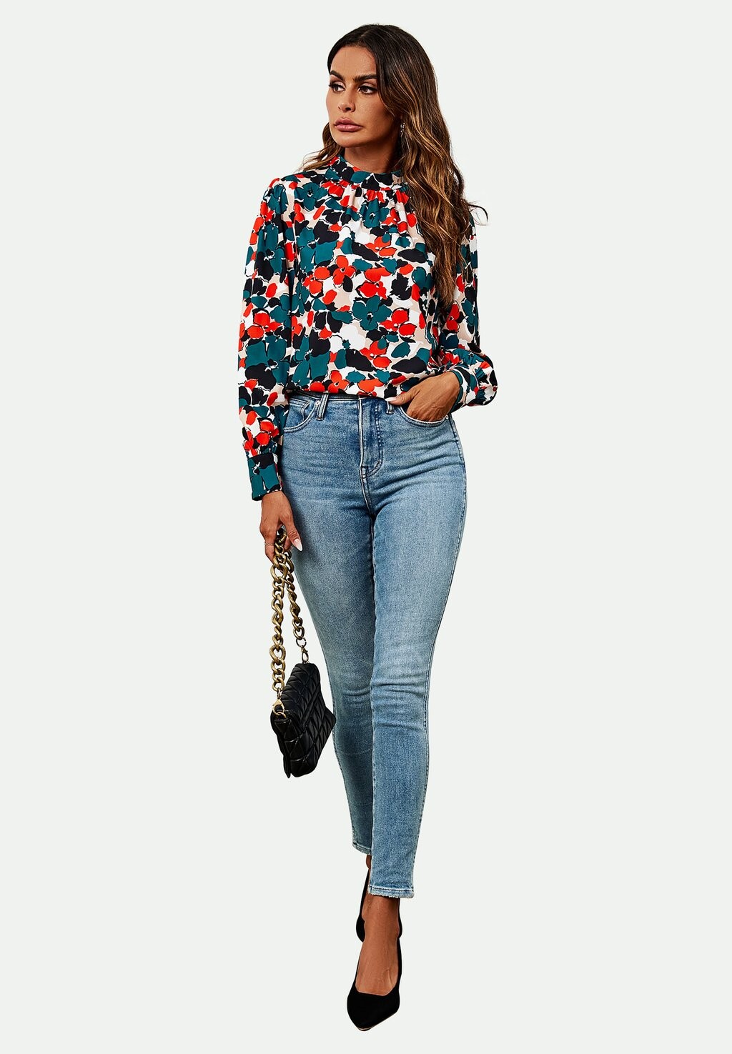 

Блузка Floral Print Long Sleeve FS Collection, синяя