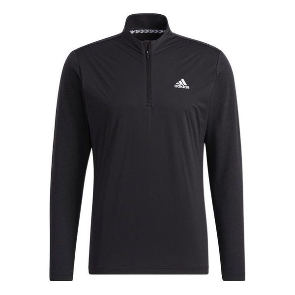 Футболка Men's adidas Solid Color Half Zipper Stand Collar Long Sleeves Black T-Shirt, мультиколор