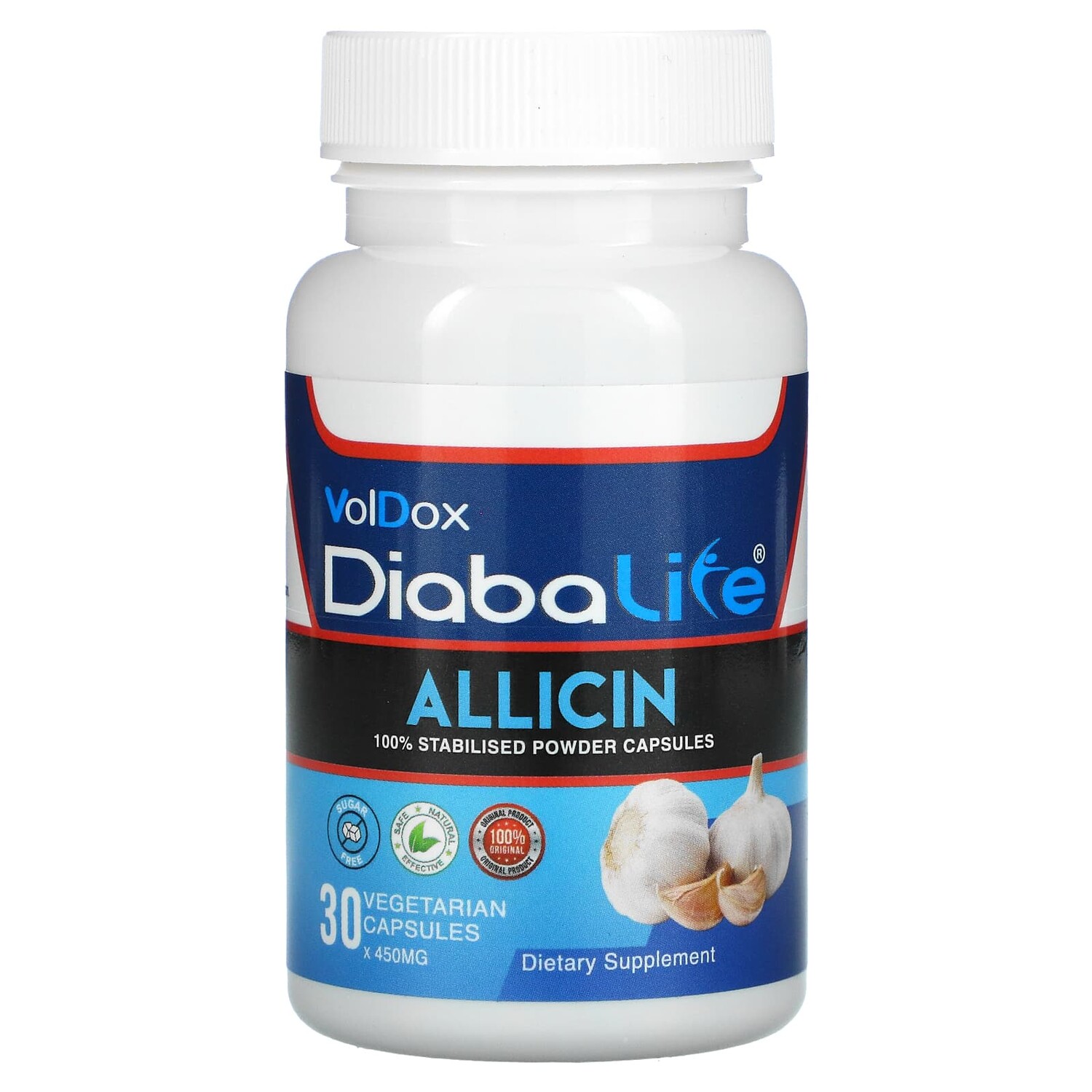 

Diabalife, аллицин, 500 мг, 30 вегетарианских капсул, Allimax
