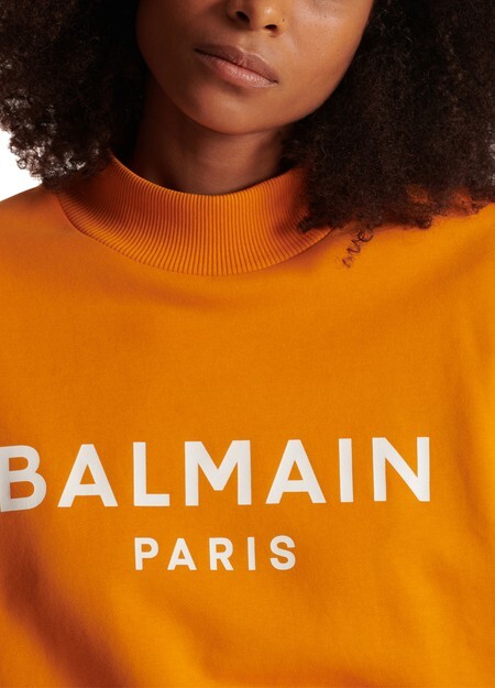 

Укороченная толстовка из экологически ответственного хлопка с принтом логотипа Balmain Balmain