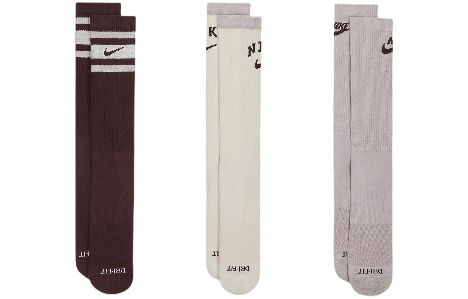 

Носки унисекс Nike до середины икры, цвет 3 pairs (brown + off-white + pink)