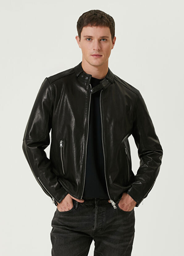 

Кожаная куртка Allsaints, черный