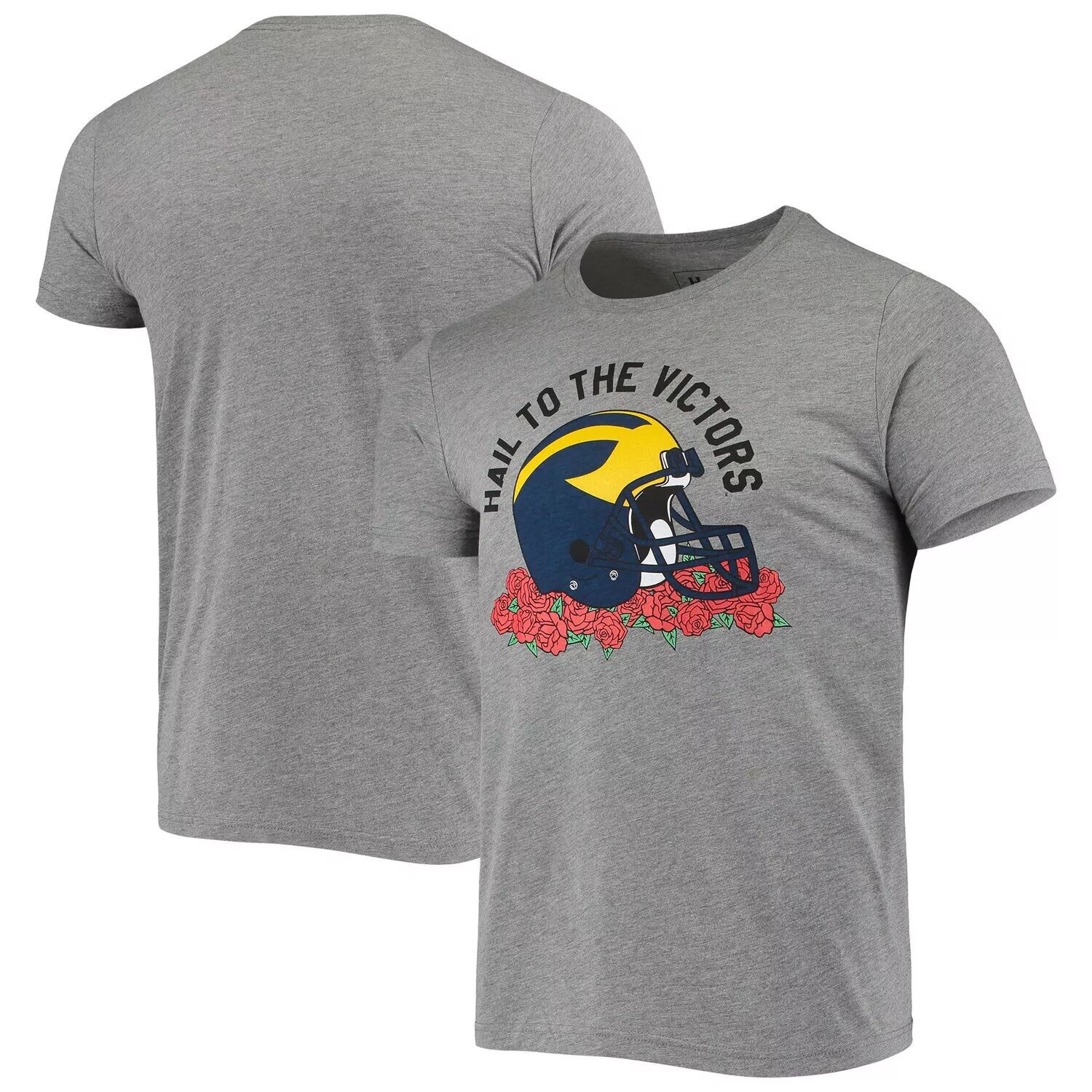 

Мужская футболка Homefield Heathered Grey Michigan Wolverines Vintage Roses Tri-Blend