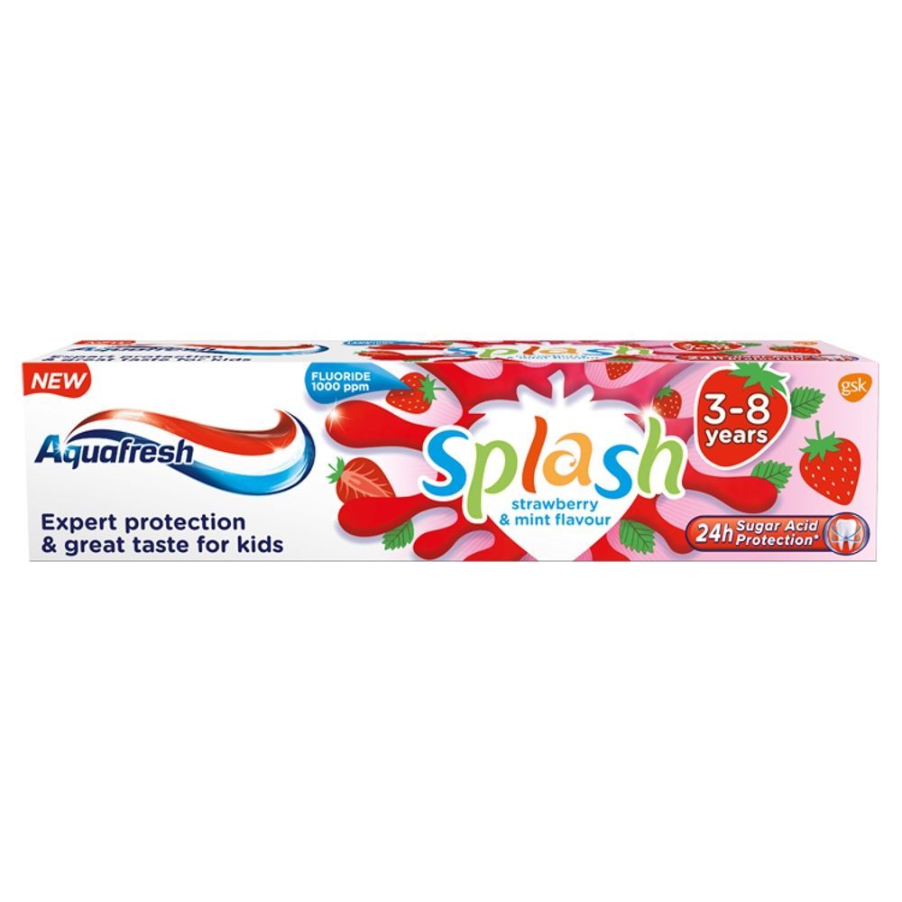 цена Зубная паста для детей Aquafresh Splash Strawberry Kids, 50 мл