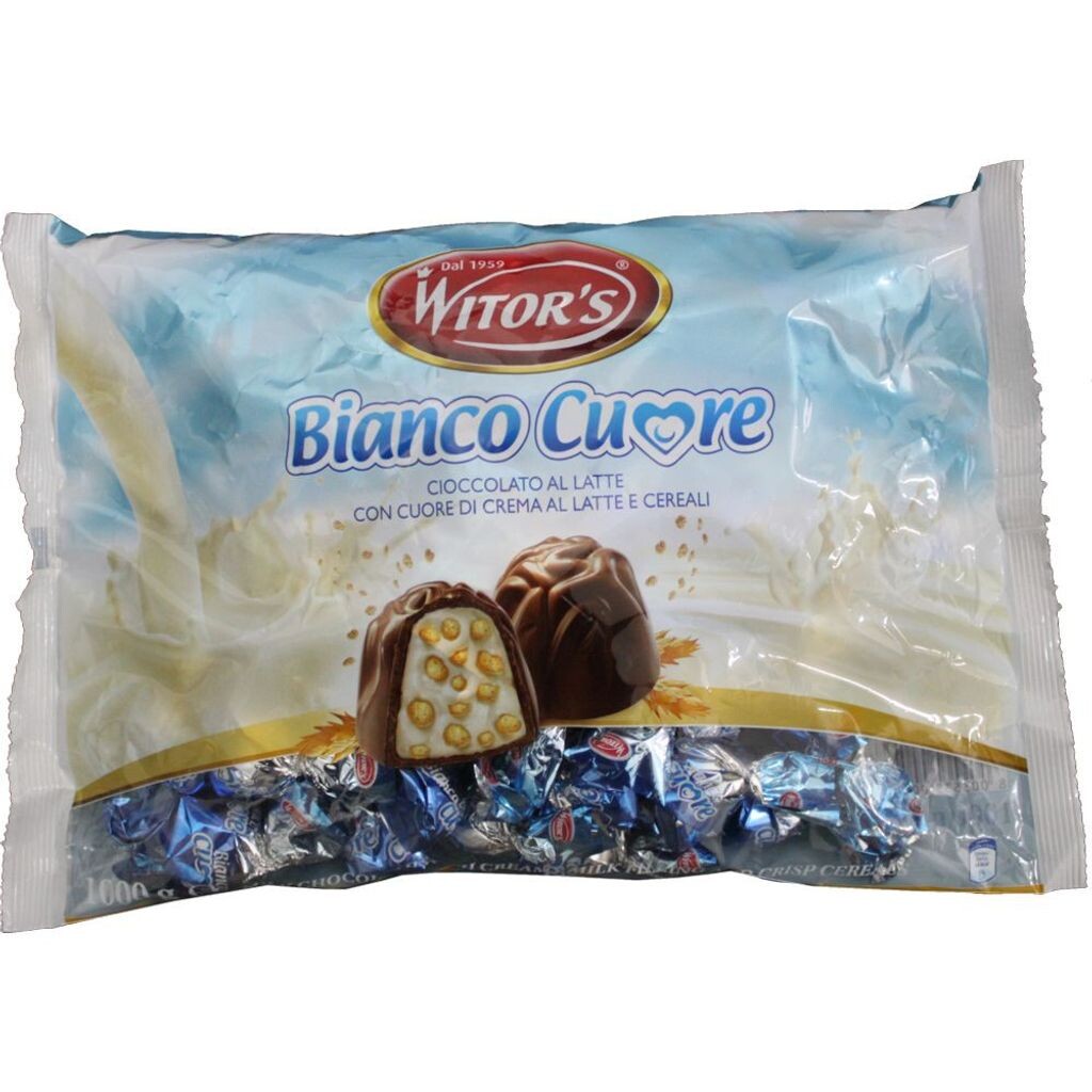 

Пралине Witor'S Bianco Cuore пакетик 1000г (молочные сливки и злаки)