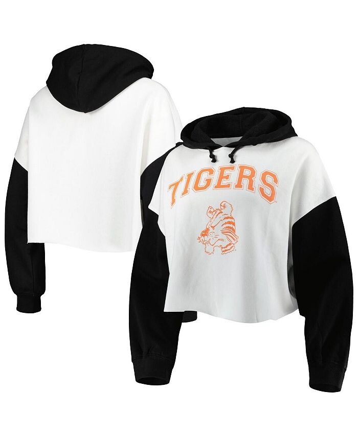 

Женская бело-черная укороченная толстовка с принтом Clemson Tigers Good Time Color Block Gameday Couture, белый