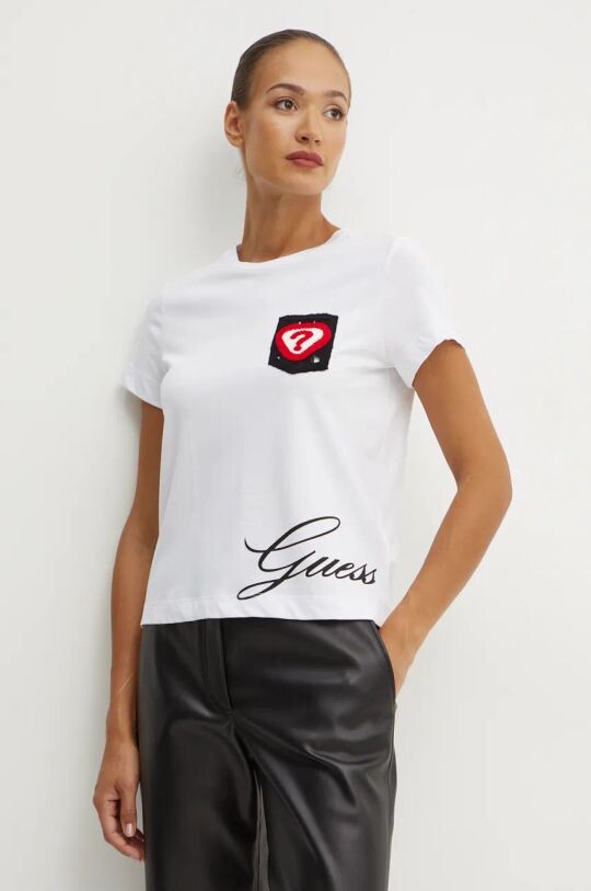 

Хлопковая футболка Guess, белый