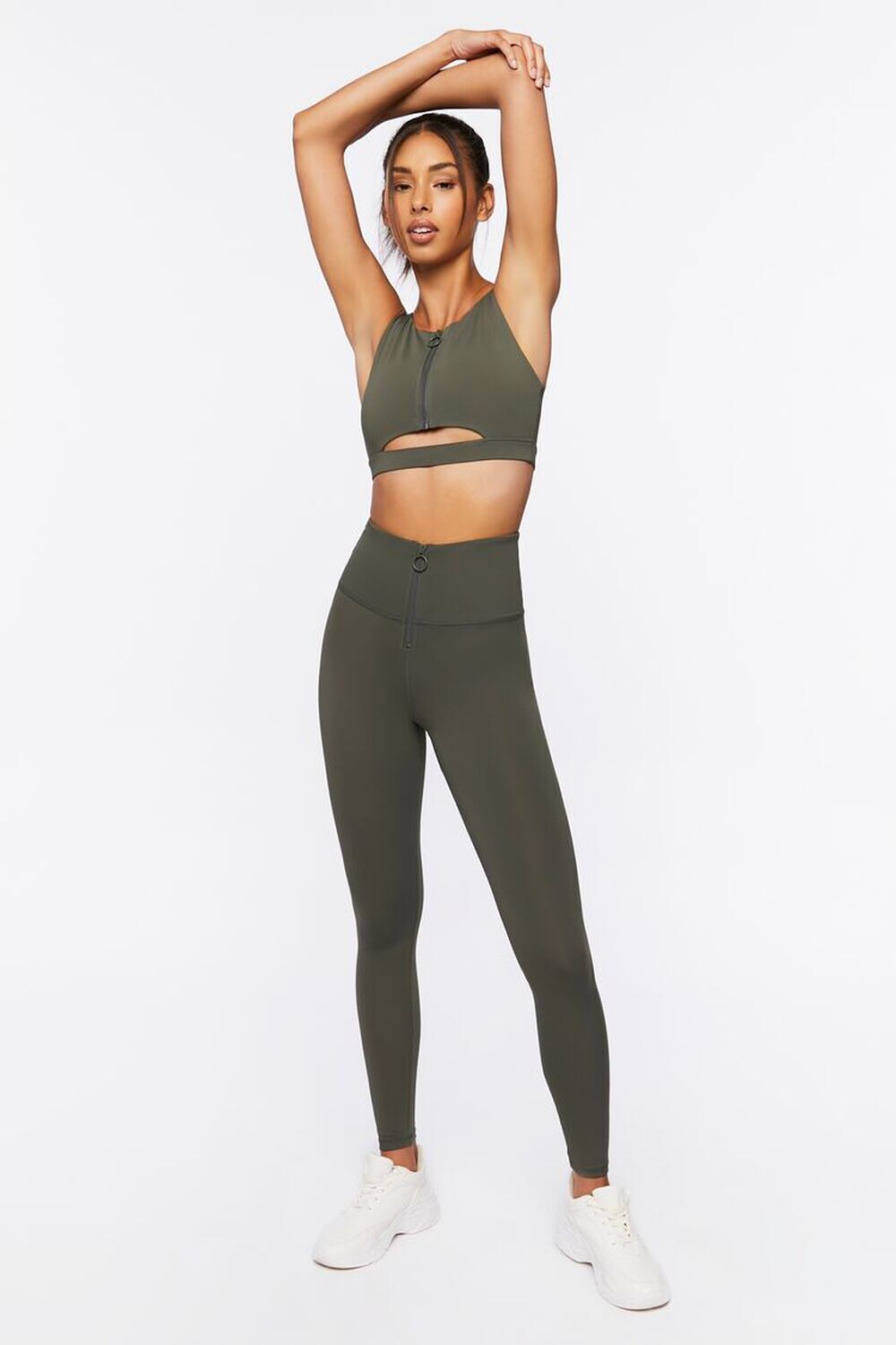 

Леггинсы Active с молнией спереди Forever 21, кипарис