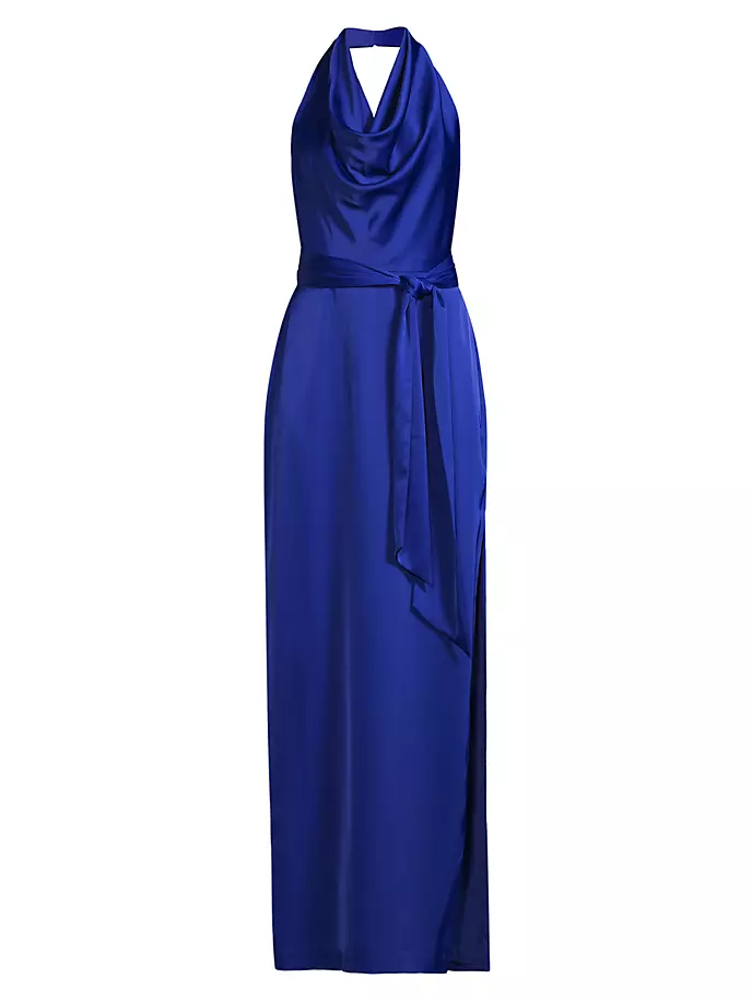 цена Атласное платье-колонна Liv Foster, цвет royal sapphire