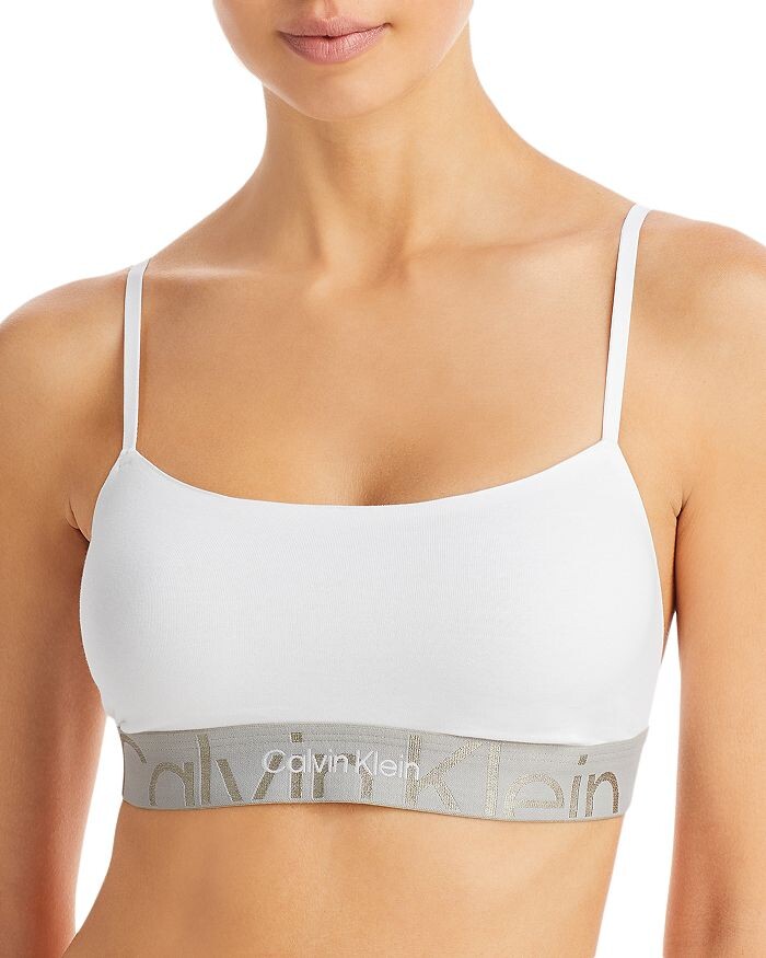 

Хлопковый бюстгальтер без подкладки с рельефным значком Calvin Klein