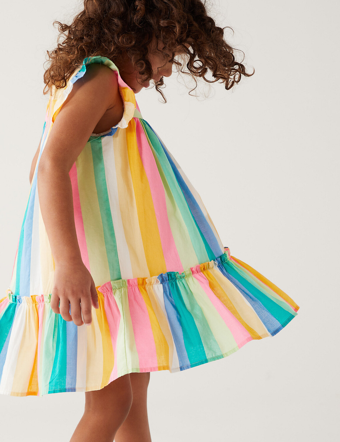 

Платье в полоску из чистого хлопка (2–8 лет) Marks & Spencer, мульти