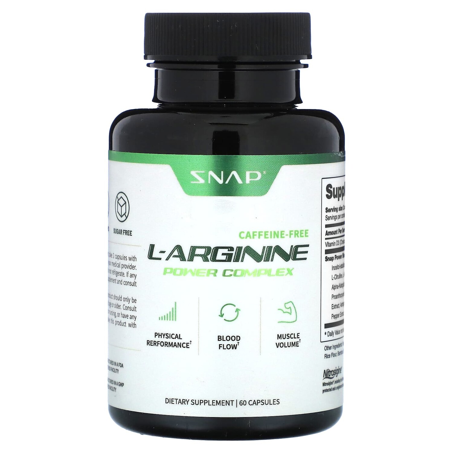 

L-аргинин, без кофеина, 60 капсул, Snap Supplements