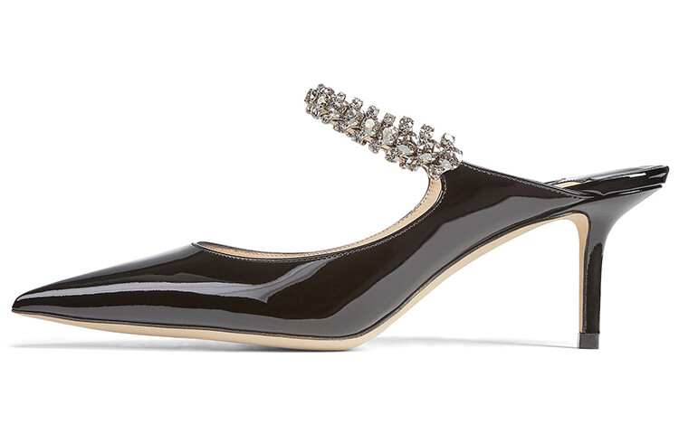 

Мюли Jimmy Choo Bing на каблуке 65 мм, черные из лакированной кожи