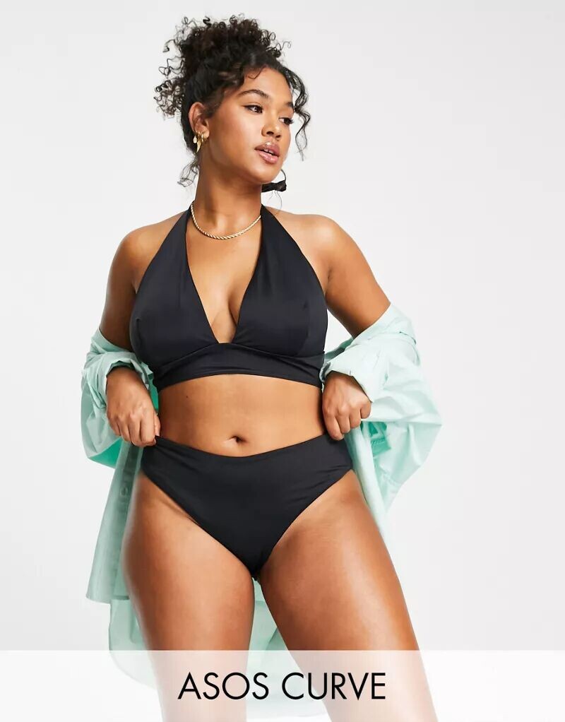 

Черные плавки бикини с низкой посадкой ASOS DESIGN Curve