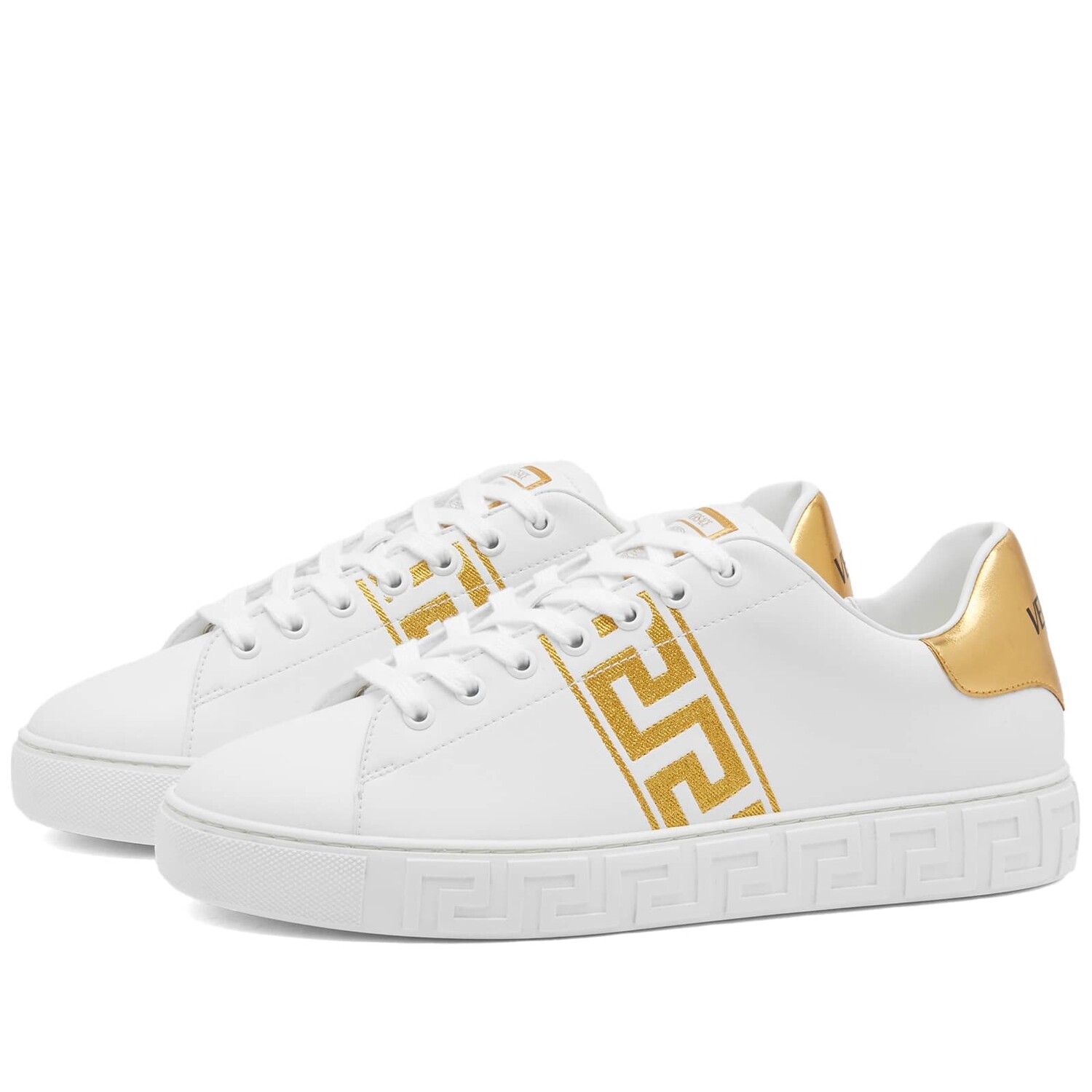 Кроссовки Versace Greek Sole Embroidered Band, цвет White & Gold убийство джанни версаче