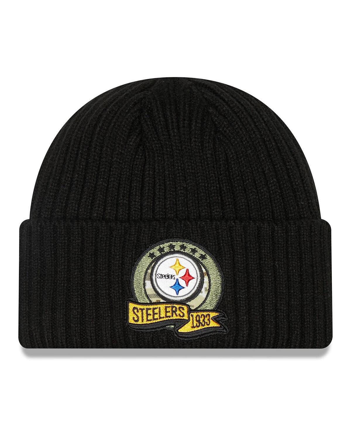 

Мужская черная вязаная шапка Pittsburgh Steelers 2022 Salute To Service New Era