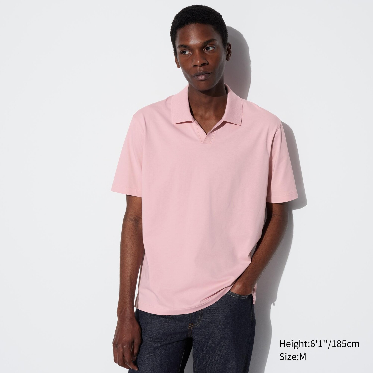 

Хлопковое поло airism с открытым вырезом UNIQLO, розовый