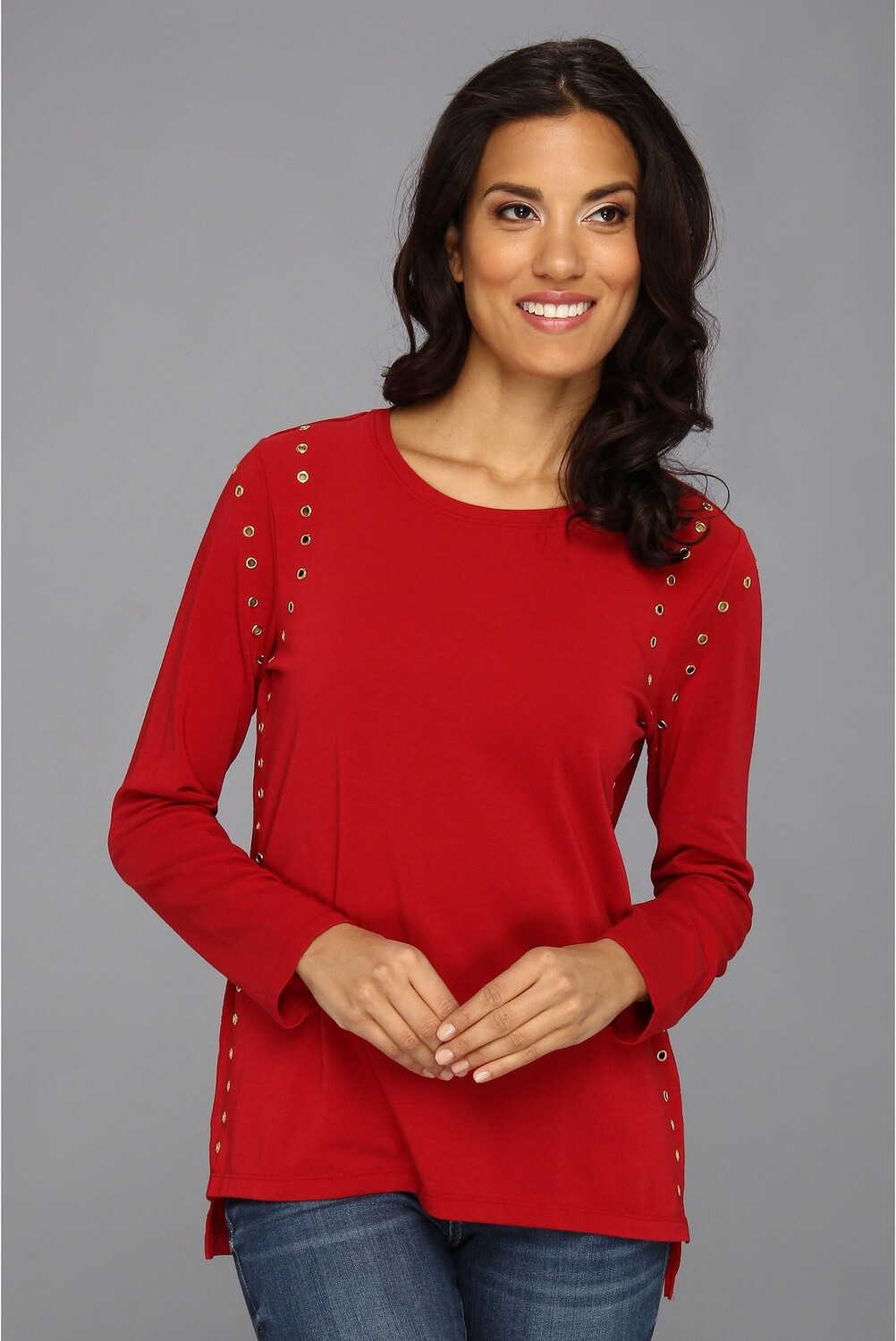 

Футболка Vince Camuto L/S Rivet Seamed Tee, цвет China Red