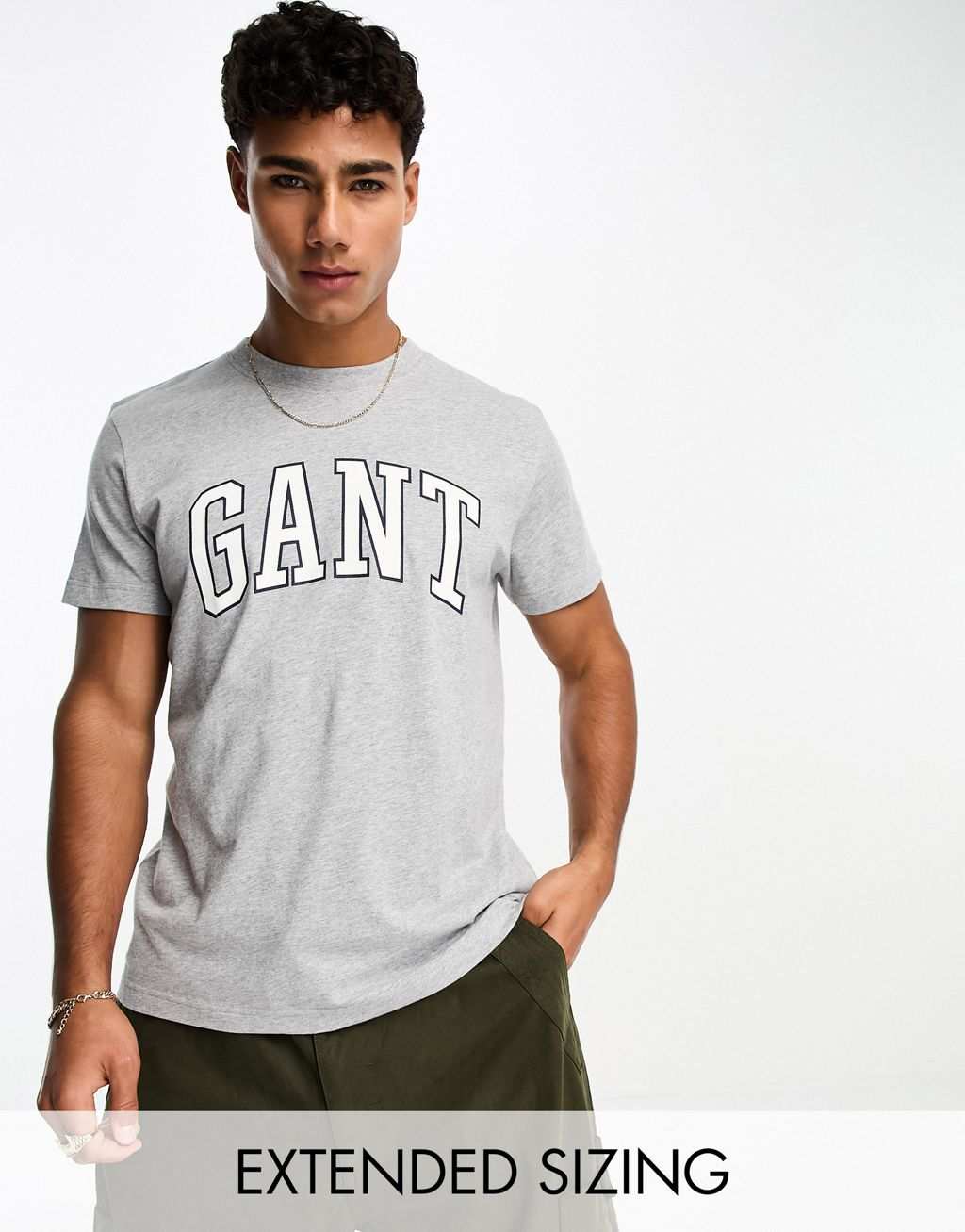 Серая меланжевая футболка с логотипом GANT Collegiate